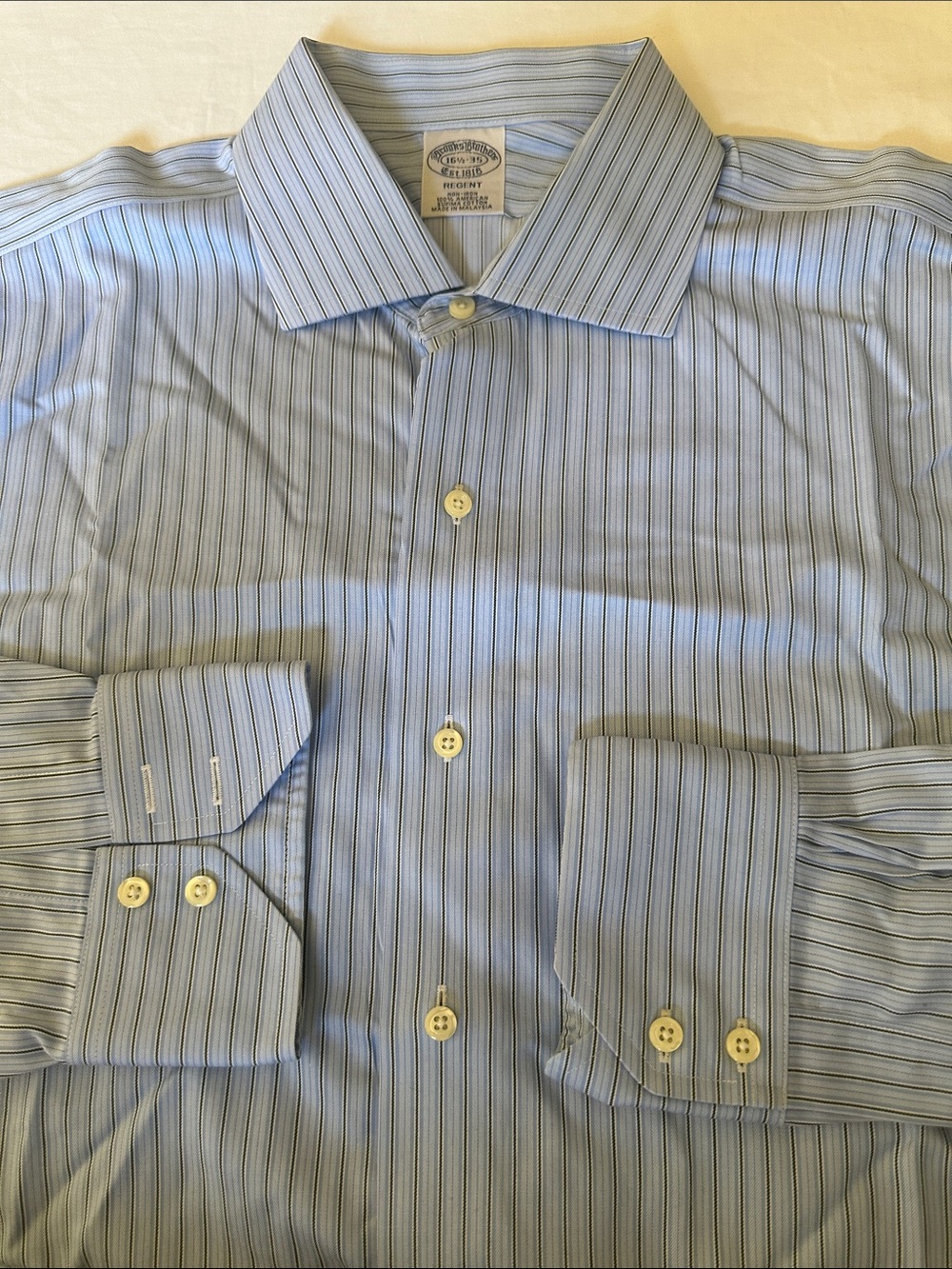 Brooks Brothers Light Blue with Navy Stripe Dress Shirt